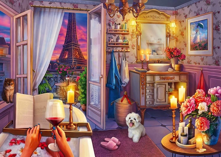 RAVENSBURGER Puzzle Lugares acogedores: Baño en París XXL, 500 piezas