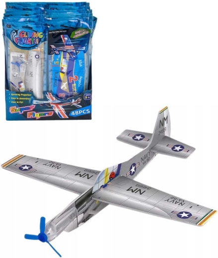 Avión de combate lanzable de poliestireno con hélice 19 cm - 1 pieza