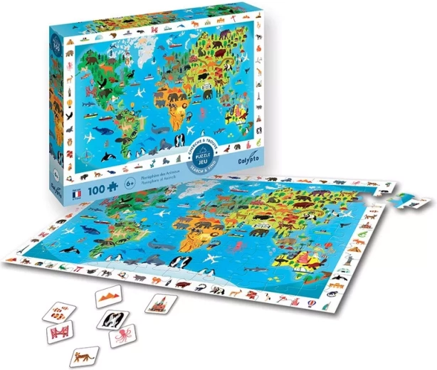 Sentosphere puzzle mapa del mundo con animales