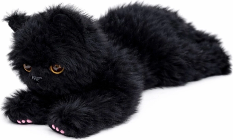 Gatita de peluche negra tumbada 38 cm