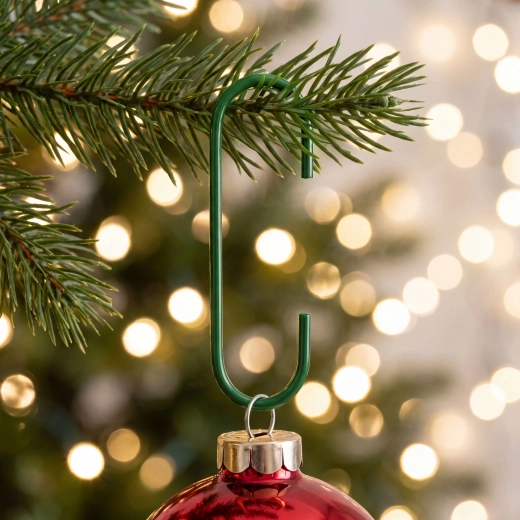 Mini ganchos verdes para adornos navideños - 100 unidades