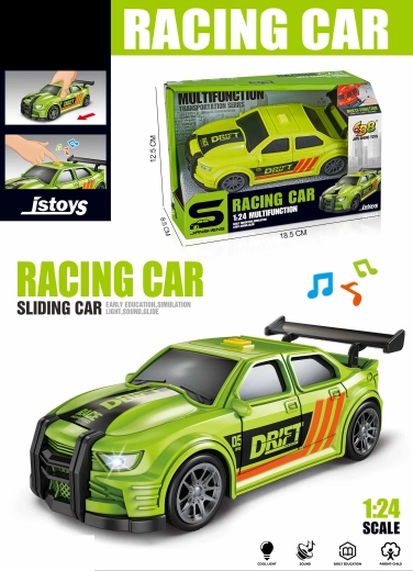 Coche de carreras verde con efectos de luz y sonido 16 cm