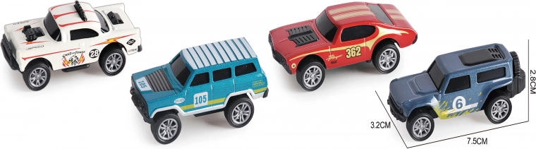 Coches metálicos 7,5 cm – set de 4 uds