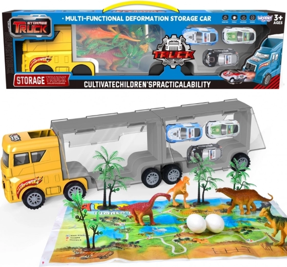 Woopie transportador de dinosaurios 2 en 1 con set y tapete de juego