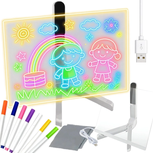 Pizarra LED creativa para escribir y dibujar RENEW FORCE con 7 rotuladores