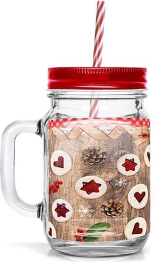 Vaso con pajita TORO 450 ml con motivo de galletas Linzer