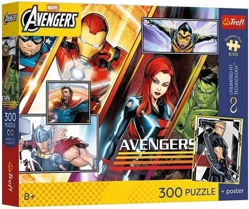 Puzzle Trefl Marvel Avengers – fuerza del equipo, 300 piezas + póster