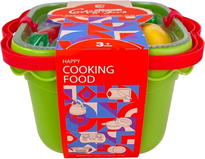 Cesta con frutas y verduras para cortar, set para niños