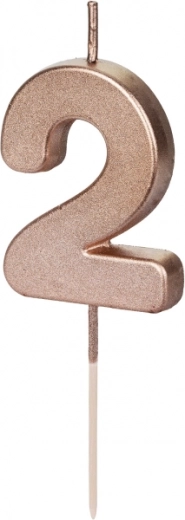 Vela para tarta rosa dorado número 2