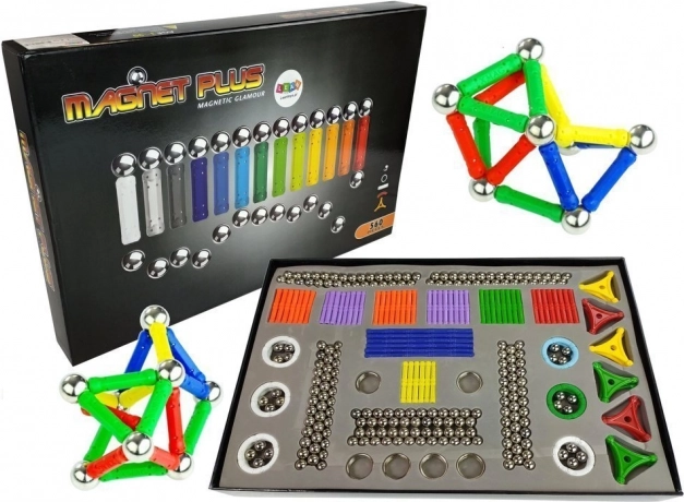 Juego de construcción magnético MAGNASTIX 560 piezas con pizarra de doble cara