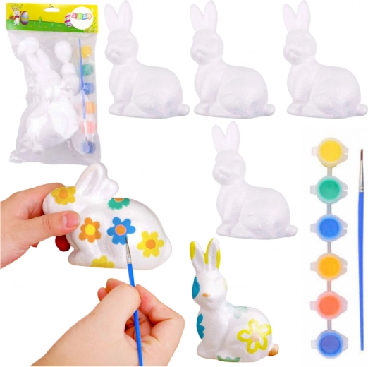 Conejitos de Pascua de poliestireno para pintar - 4 uds