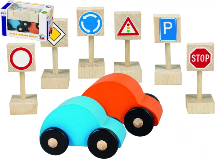 Detoa coches y señales de tráfico – set de madera para niños