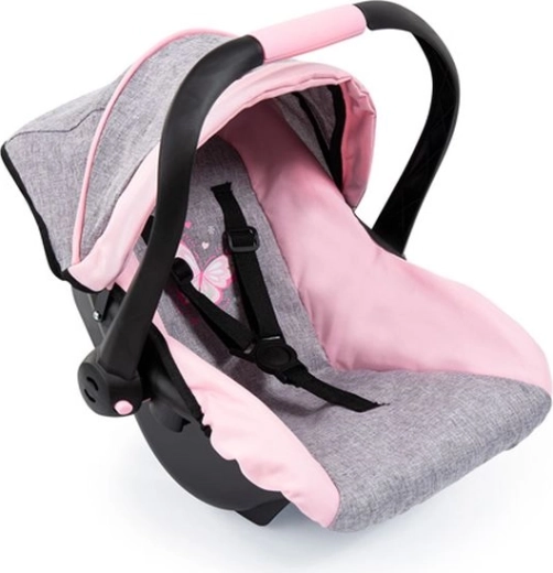 Bayer asiento de coche para muñecas con capota gris-rosa