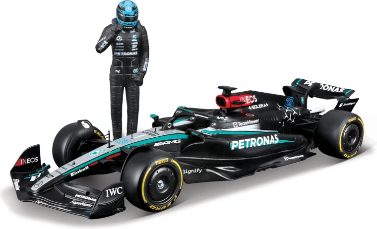 Modelo Bburago F1 Mercedes-AMG Petronas W15 2024 George Russell 1:24 con figura