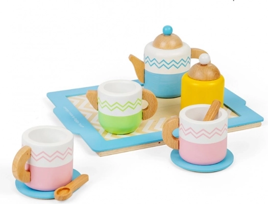 Bigjigs Toys set de té de madera con bandeja