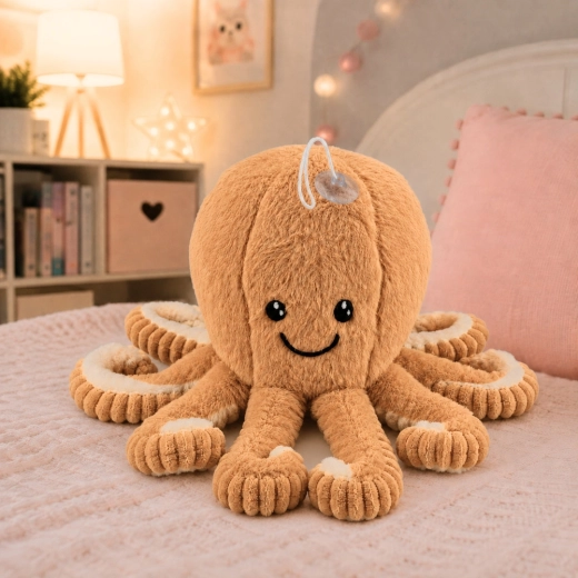 Juguete de peluche suave con cara bordada