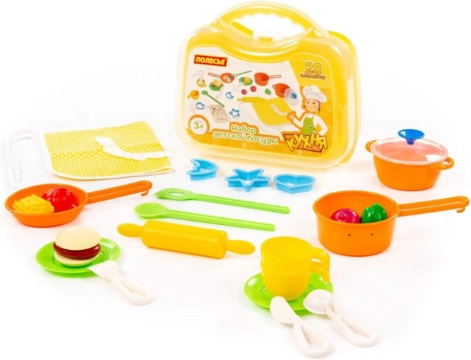 Juego de vajilla con set de alimentos para niños, 28 piezas