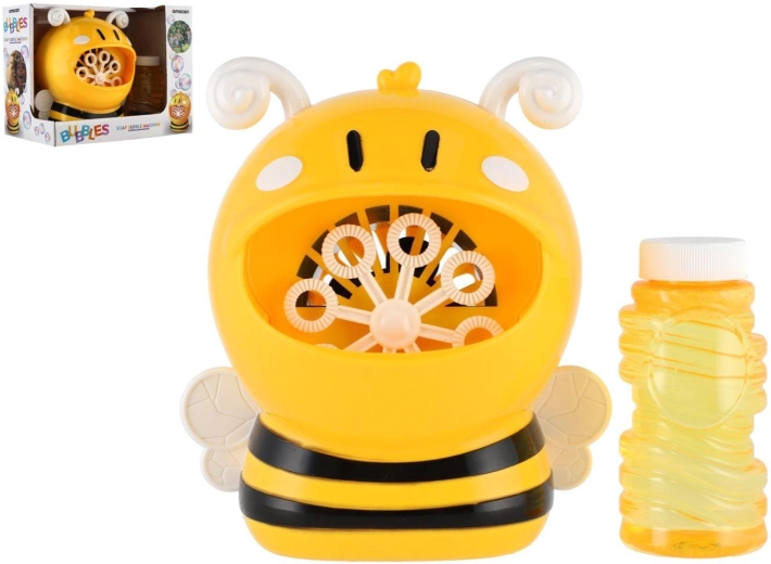 Pistola automática de burbujas con forma de abeja y líquido de repuesto a pilas
