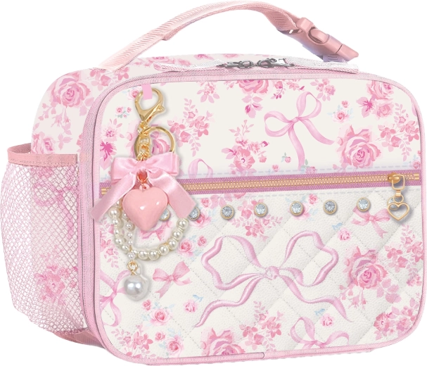 Bolsa térmica infantil para almuerzo rosas azules con llavero - 1 pieza