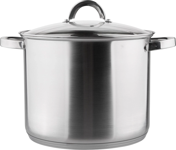 Olla alta de acero inoxidable Fabio con tapa de vidrio 26 cm, 10,5 l