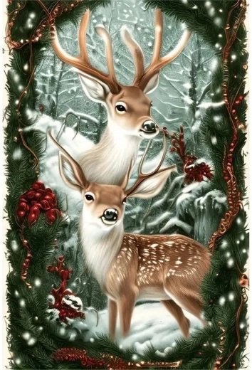 Pintura con diamantes – reno navideño 30 × 40 cm