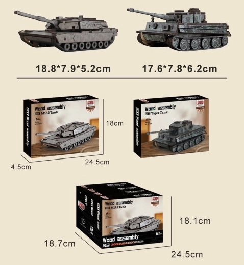 Maqueta de madera de tanque - 1 pieza