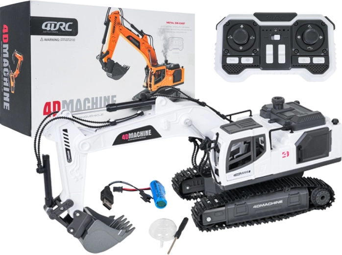 Excavadora de orugas R/C por control remoto con humo, luces y sonido blanca