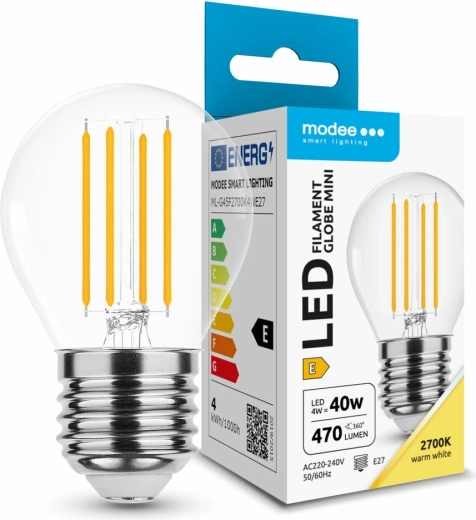 Bombilla LED Modee Filament Globe Mini G45 4 W E27, 430 lm, blanco cálido