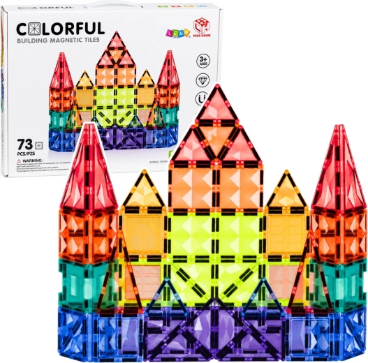 Bloques de construcción magnéticos – paneles 3D transparentes y de colores STEM (73 piezas)