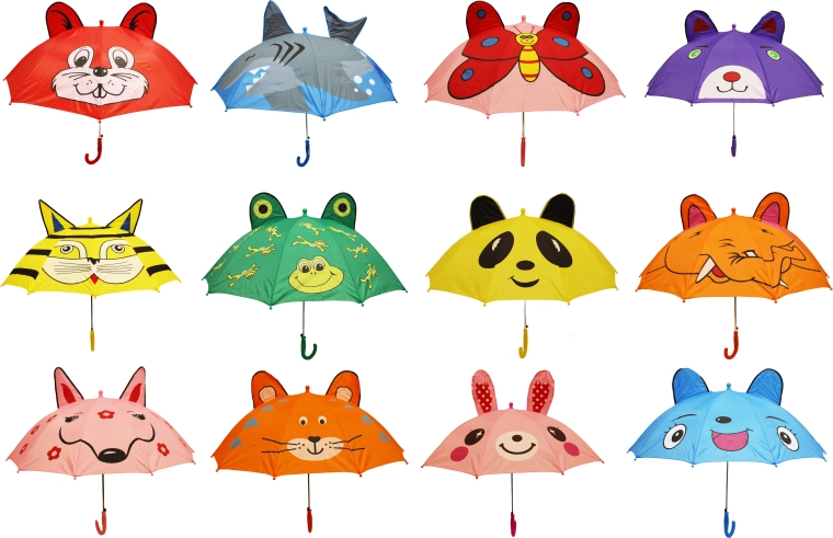 Paraguas infantil con orejitas de animales de 47 cm - 1 unidad