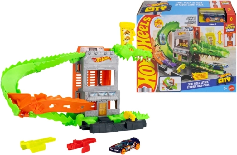 Hot Wheels cocodrilo – ataque a la pizzería (set de juego)