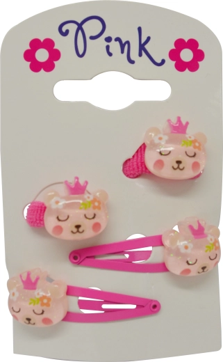 Accesorios para el pelo Osito – set de 4 piezas (pinzas y gomitas)