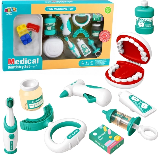 Set dental infantil con cepillo vibratorio 15 piezas azul