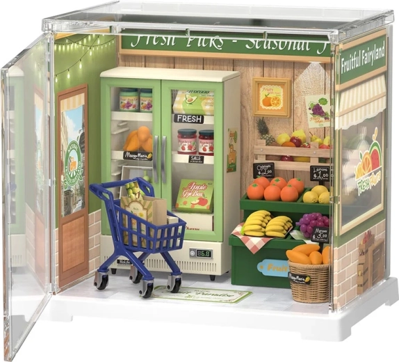 RoboTime miniatura de madera 3D – tienda de frutas y verduras