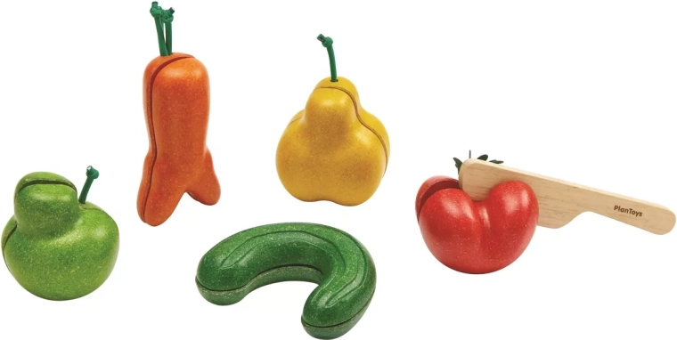 PlanToys fruta y verdura torcida – set para cortar