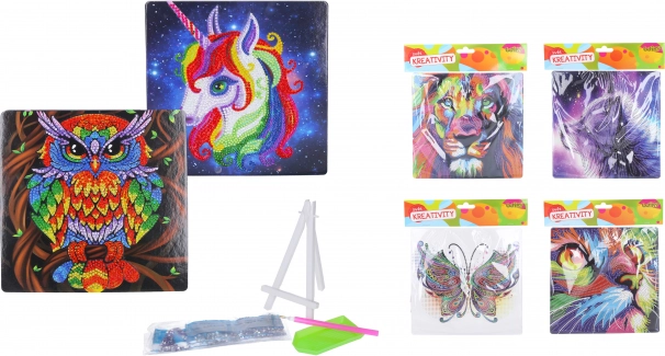 Set creativo de diamond painting 20 × 20 cm con soporte (mix de motivos)