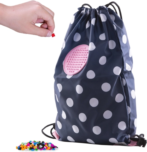 Pixie Crew mochila saco azul con lunares blancos
