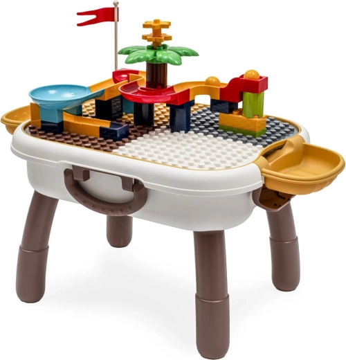 Mesa de juego para niños Baby Mix – set de construcción portátil con pista de canicas y maletín de almacenamiento