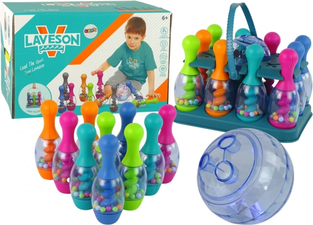 Juego infantil de bolos con cuentas y bola luminosa con soporte