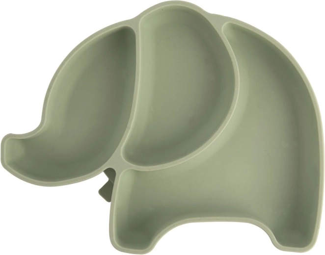 Plato infantil de silicona dividido con forma de elefante, verde 23,5 × 19 × 3,5 cm