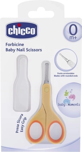 Tijeras para uñas Chicco con punta redondeada naranjas