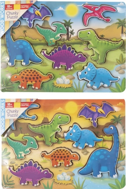 Encajable de madera de dinosaurios