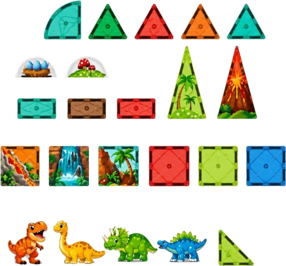 Piezas translúcidas de colores y elementos temáticos