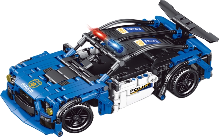 Kit de construcción de coche de policía RC con control remoto, 24,5 cm