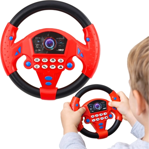 Volante infantil interactivo con ventosas y sonidos – rojo