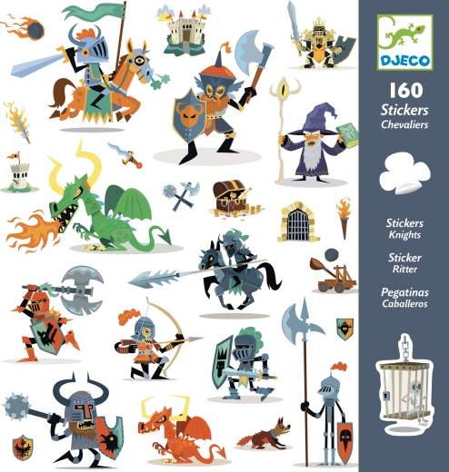 Pegatinas Djeco – batalla de caballeros (160 uds.)