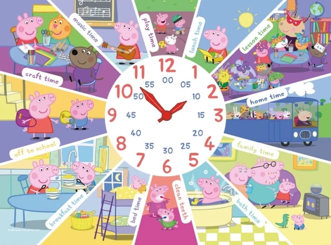 Puzzle con reloj CERDITA PEPPA XL 60 piezas