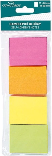 Notas adhesivas neón 51 × 38 mm, 4 × 50 hojas