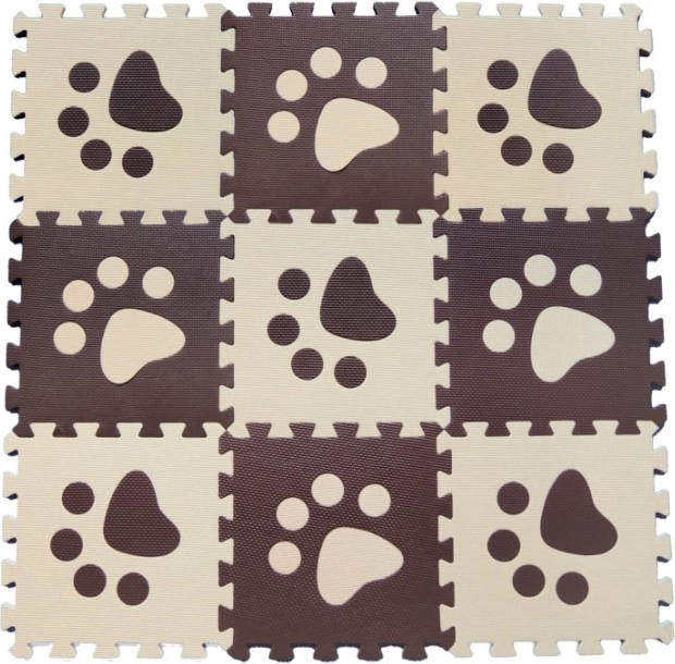 Puzzle de suelo infantil de espuma – huellas marrones 29,5 × 29,5 cm