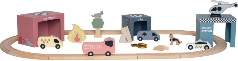 Jabadabado tren de madera con vías – servicios de rescate